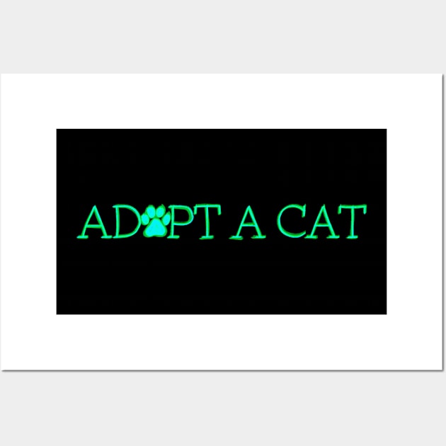 Adopt A Cat Green Paw Pad Wall Art by ROLLIE MC SCROLLIE